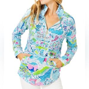 Lilly Pulitzer UPF 50+ Skipper Popover in Blue Lilly Loves Nantucket Size Large